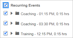 Select all recurring calendar events