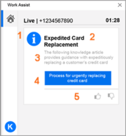 Work Assist Information alert with button and link to knowledgebase article