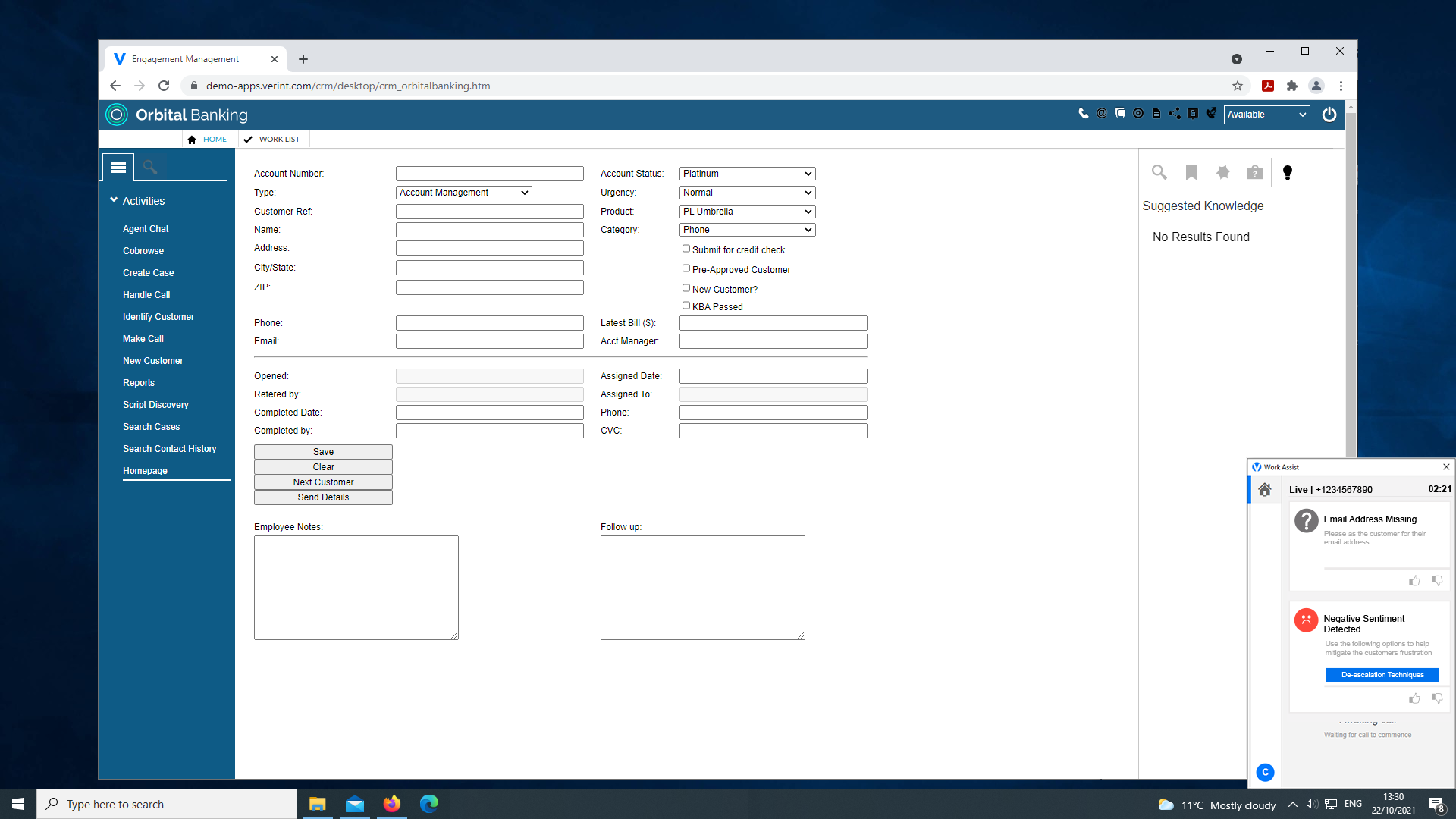 Work assist client on agent desktop