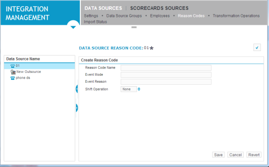 Data Source Reason Codes page